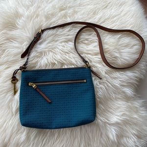 Fossil Crossbody in Coated Leather with Textured Key Pattern
